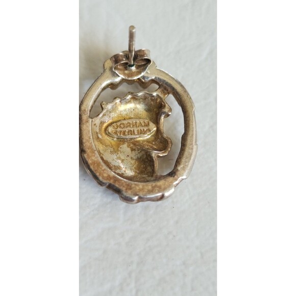 Vintage Gorham Sterling Silver Unicorn Ribbon Bow Earrings .75" 10g - Picture 5 of 7